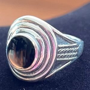 Large Silver and Onyx Handmade Man's Ring. SIZE: 11.5 Holiday.